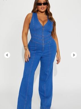 Fashion Nova Blue Denim Jumpsuit